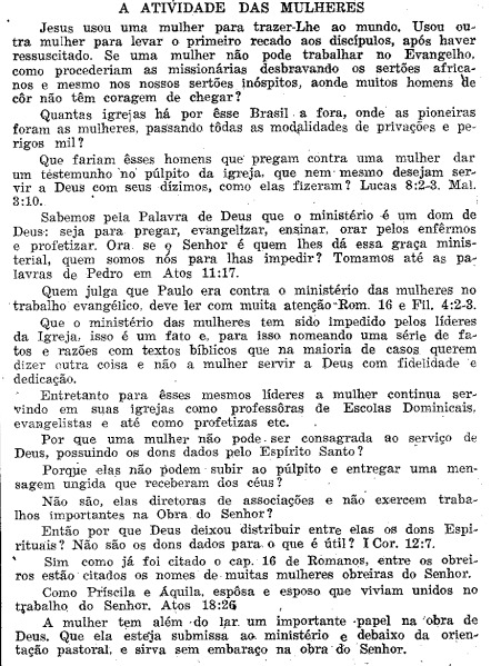 Mensagem do Pr João de Oliveira no Mensageiro da Paz - 1ª quinzena de março de 1966